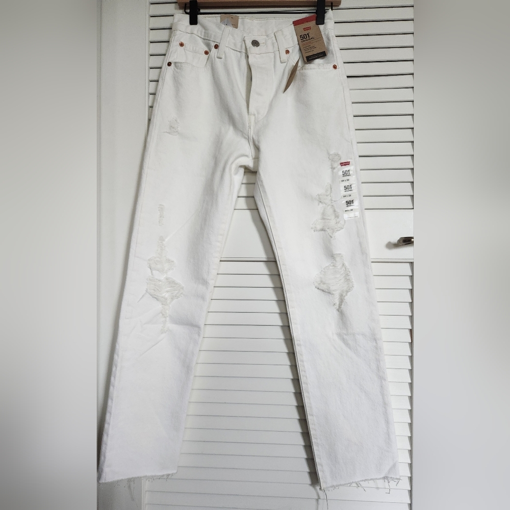 NWT Levi's 501 Straight Leg Original High Rise 24x30 Raw Hem